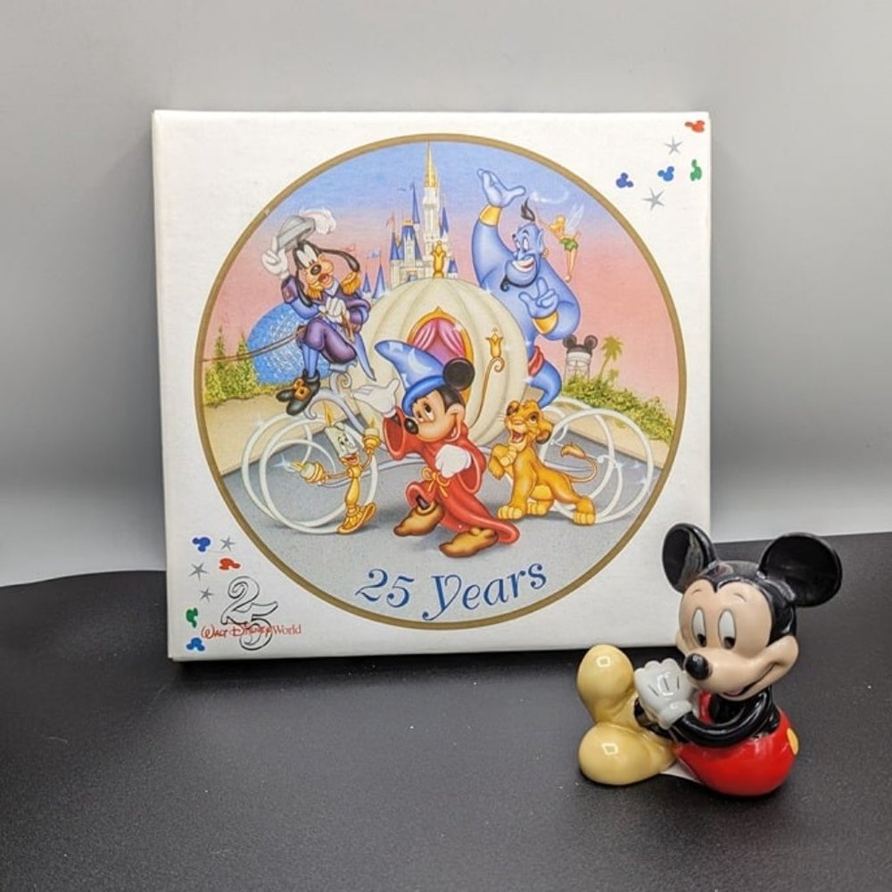Disney 25th Anniversary Plate & Small Porcelain Mickey
